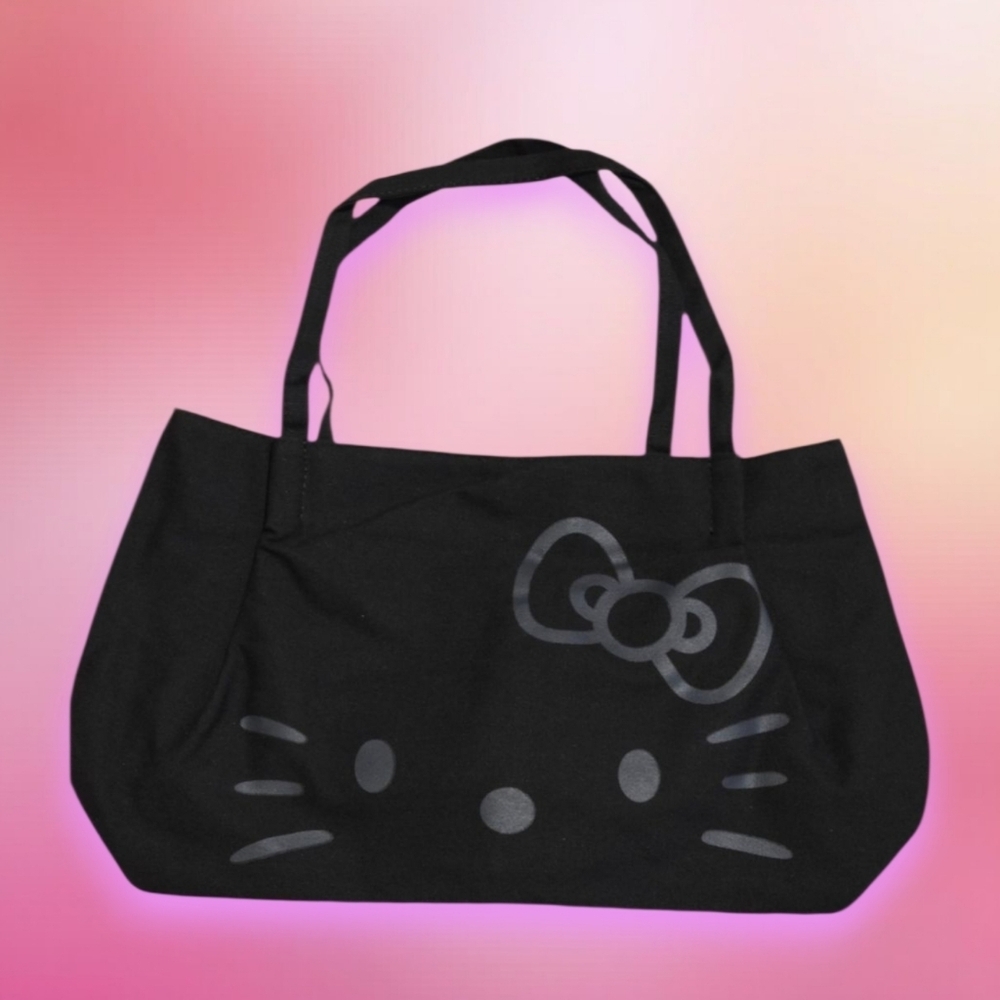 Charming Black Hello Kitty Canvas Tote with Iconic Design
